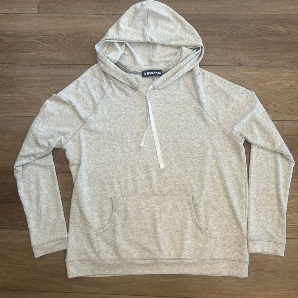 Ink Love and Peace Gray Lightweight Hoodie XL Rayon Blend Kangaroo Pocket